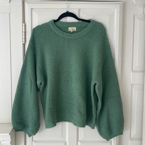 ANTHROPOLOGIE Nikki Balloon-Sleeve Sweater in Turquoise